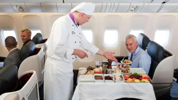 Fine dining served on board with linen, china and glassware