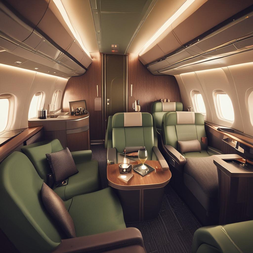 Cathay Pacific business class cabin on a flight from the UK via Hong Kong