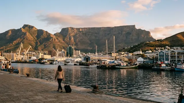 Cape Town harbour with Table Mountain behind the V&A Waterfront