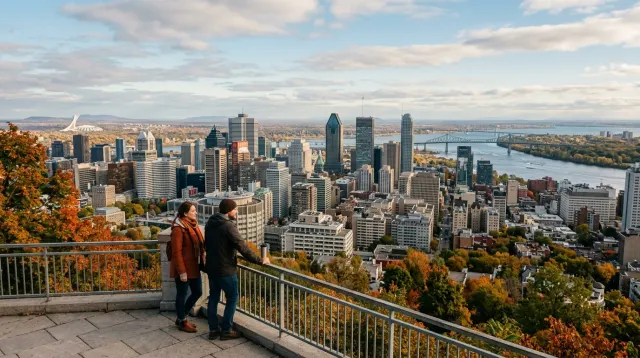 Montreal downtown and the St Lawrence from Mount Royal